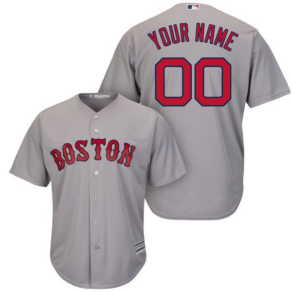 Men Boston Red Sox Majestic Gray Cool Base Custom MLB Jersey